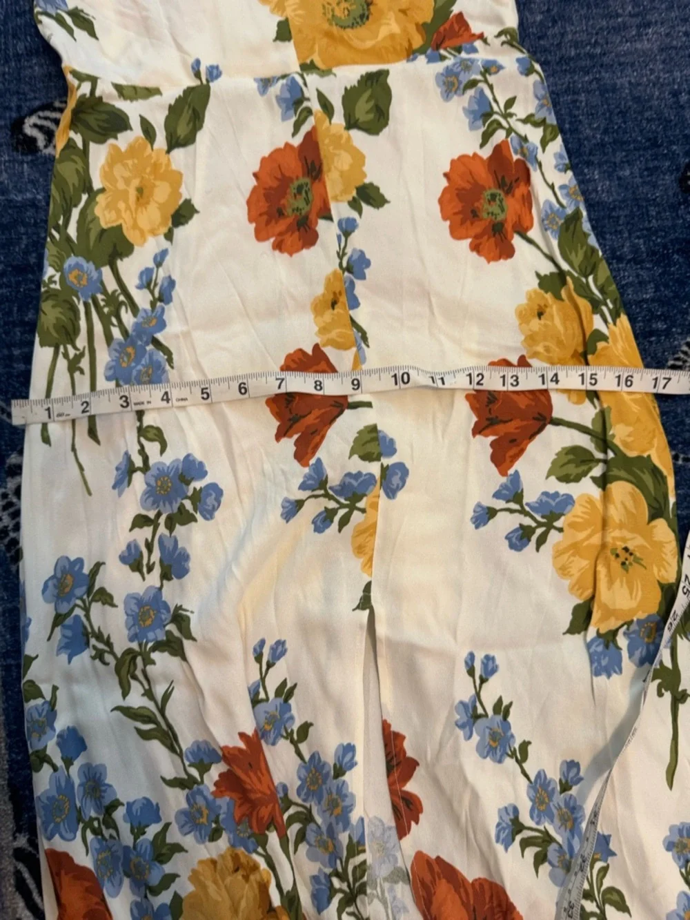 Reformation White Floral Midi Dress with Yellow, Red & Blue Blooms - Picture 10 of 12
